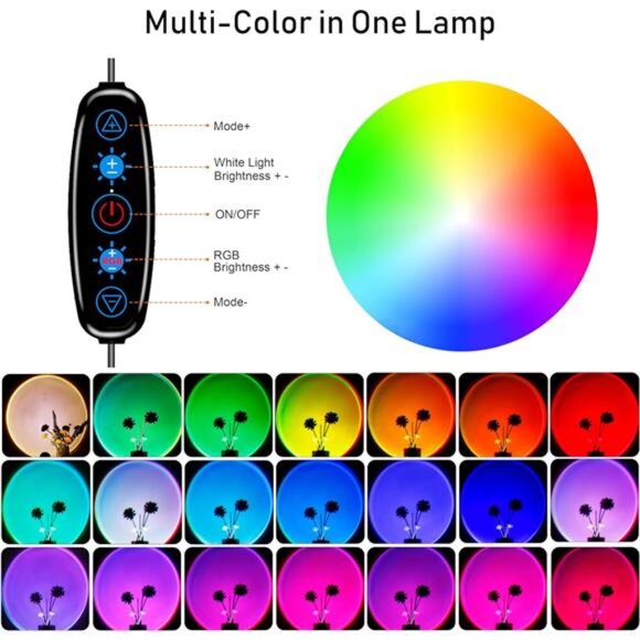 Sunset Lamp Projector Multicolor Changing LED Sunset Projection Lamp - Picture 2 of 7